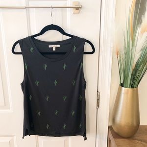 Express One Eleven Embroidered Cactus Tank Top